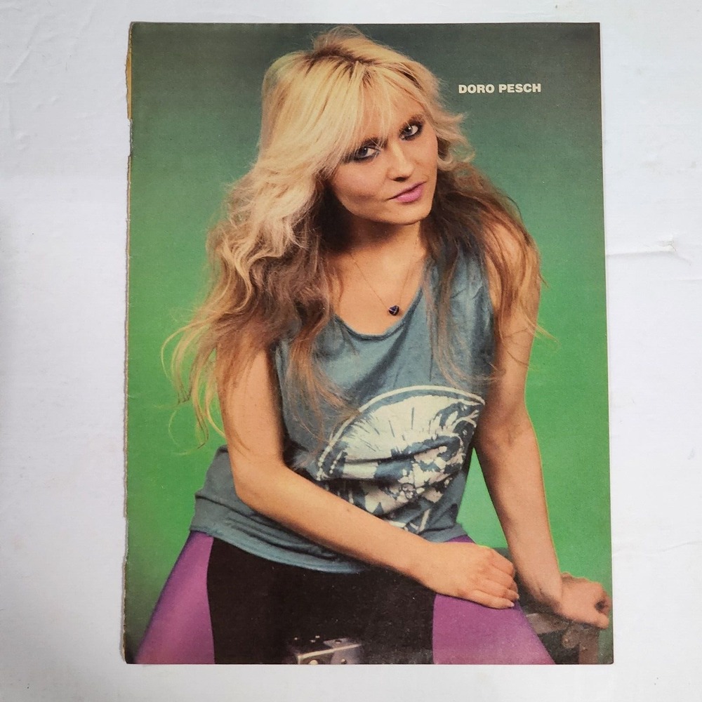 Doro Pesch Bulletboys double-sided color pinup poster clipping vintage 80s 8x10